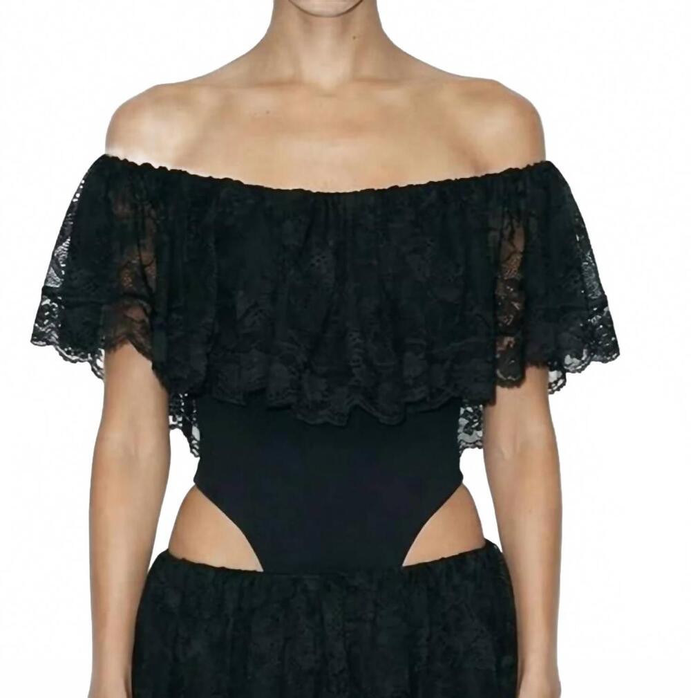 NEW RONNY KOBO roseette bodysuit in black